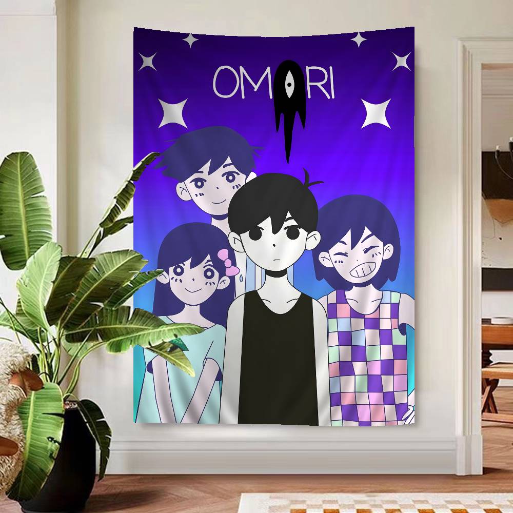 Классическая Хоррор Видеоигра Omori Красочный Гобелен Настенное Панно Хиппи Цветочные Настенные Ковры Декор Комнаты в Общежитии Настенное Искусство Декор