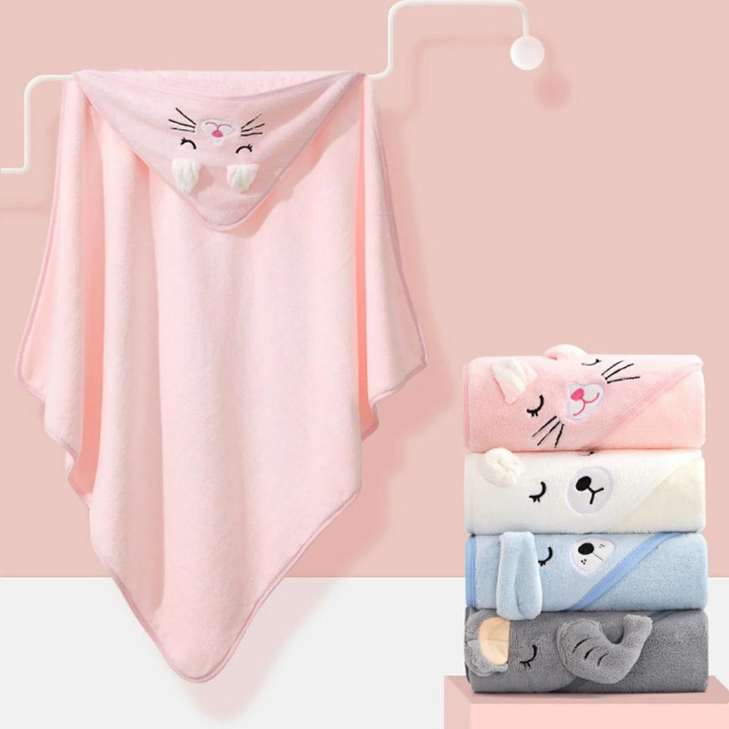 Детское банное полотенце с капюшоном в виде животных, мягкий детский плащ с капюшоном, мультяшный коралловый детский 31,5 х 31,5 дюйма
