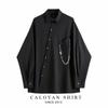 Men's Hong Kong Retro Asymmetrical Long-Sleeve Chain Hip-Hop Shirt