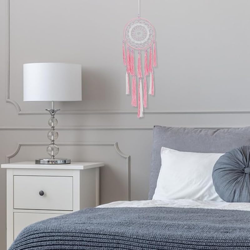 INFUNLY DIY розовый ловец снов набор для самостоятельного изготовления кисточки подвесное украшение инструкция Прикрепленные бусины настенные для спальни жизни комнаты украшение для дома