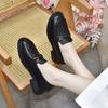 Small Leather Shoes Women's Autumn New Round Head Shallow Mouth Flat Bottom First Layer Cowhide One Pedal Four Seasons Single Shoes