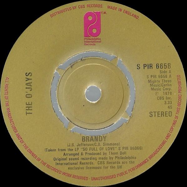 7-дюймовая пластинка OJAYS Brandy SPIR6658 Филадельфия В 1978 году UK SoulFunk Б/у