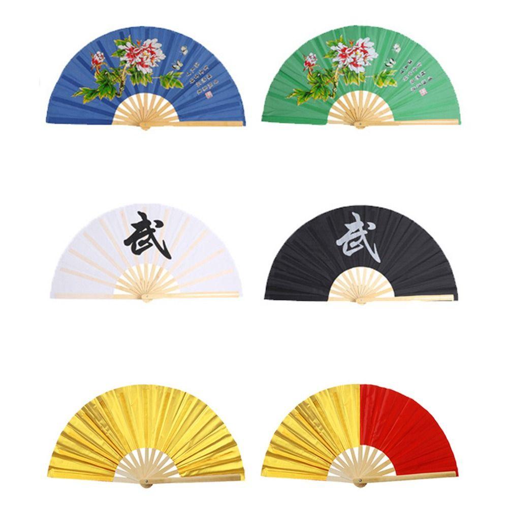 Black Red Chinese Tai Chi Chinoiserie Gift Folding Stage Fan Plastic Bone Fan Yoga Fan Kung Fu Fan