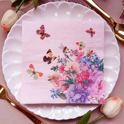 20 шт./упак. 33*33 см 2-слойные одноразовые салфетки для вечеринок с цветочным узором