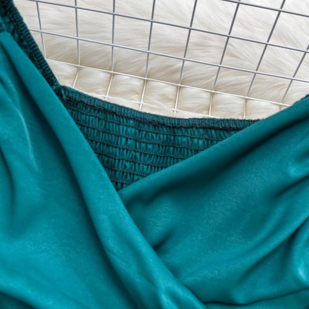 YYFS Женские модные повседневные весенне-осенние однотонные блузки и рубашки с v-образным вырезом и длинным рукавом с принтом