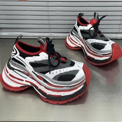 Унисекс Большие размеры Женская спортивная обувь Толстая подошва Шнуровка Разноцветная женская обувь Мужская увеличивающая рост повседневная спортивная обувь