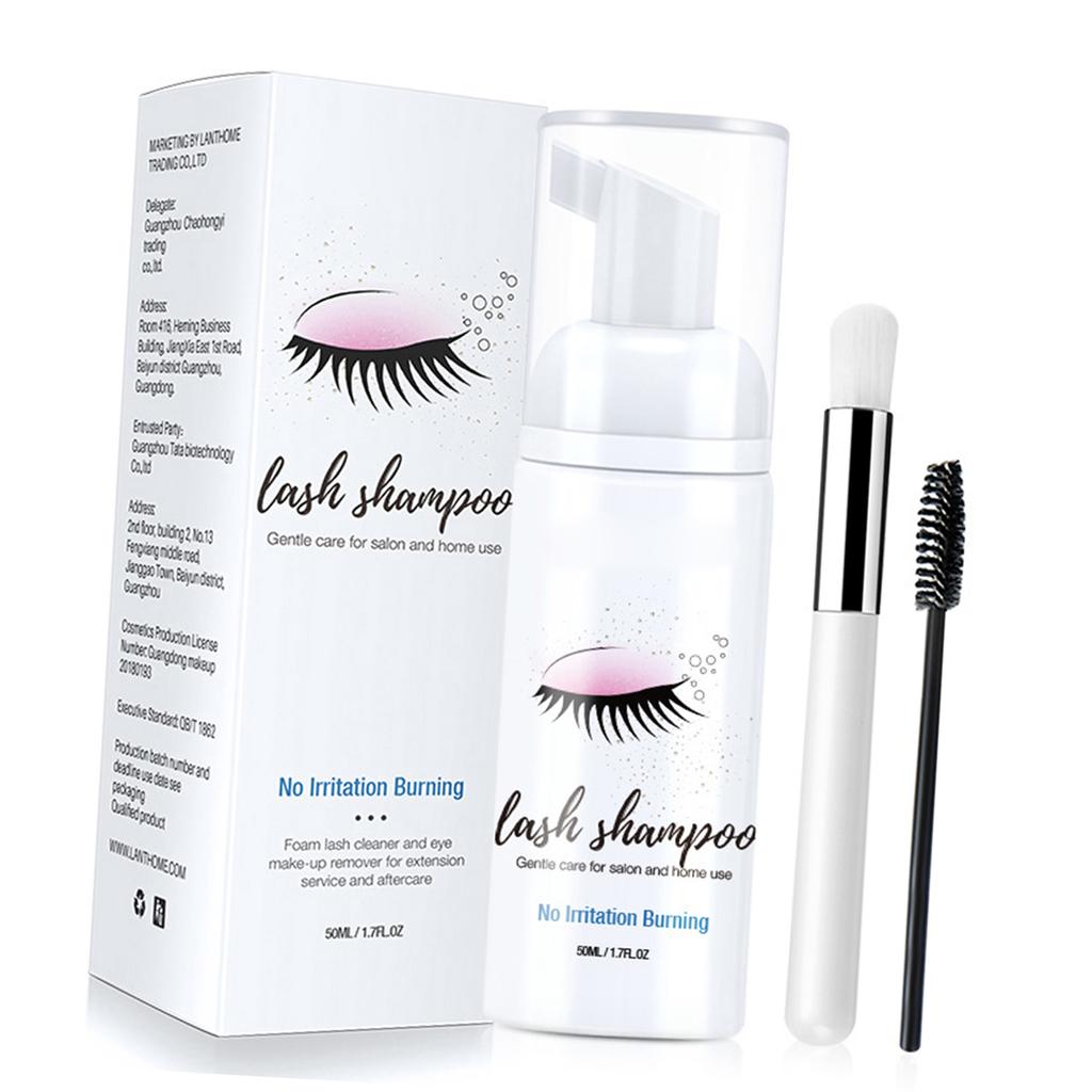 50ml Eyelash Clner Eyelashes Extension Shampoo Brush Foam Lash Clner for Extensions & Natural Lashes Wash Makeup Remover Salon Home Use