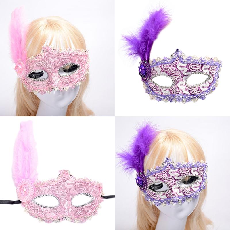 Masquerade Mask Wedding Carnival Party Performance Costumes Sex Lady Lace Mask Venice Feather Sexy Halloween Mask Gift