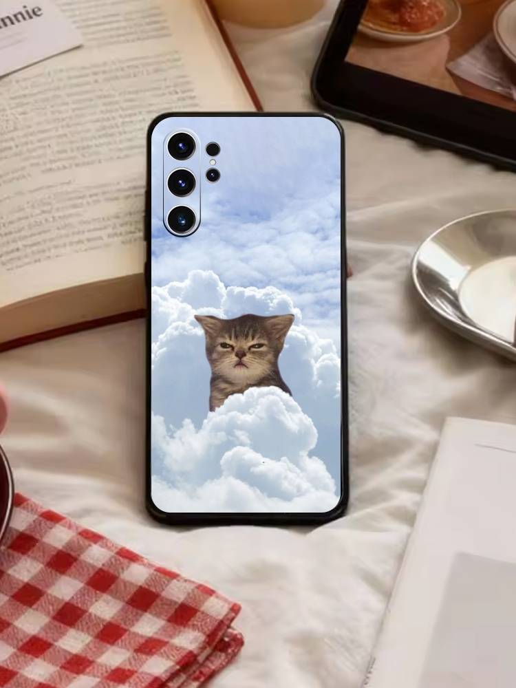 Чехол для телефона с большим глазом, глупой кошкой и мышью для Samsung S26, S25, S24, S23, S22, S21, S20, Plus, Fe, Lite, Другие, Черный чехол
