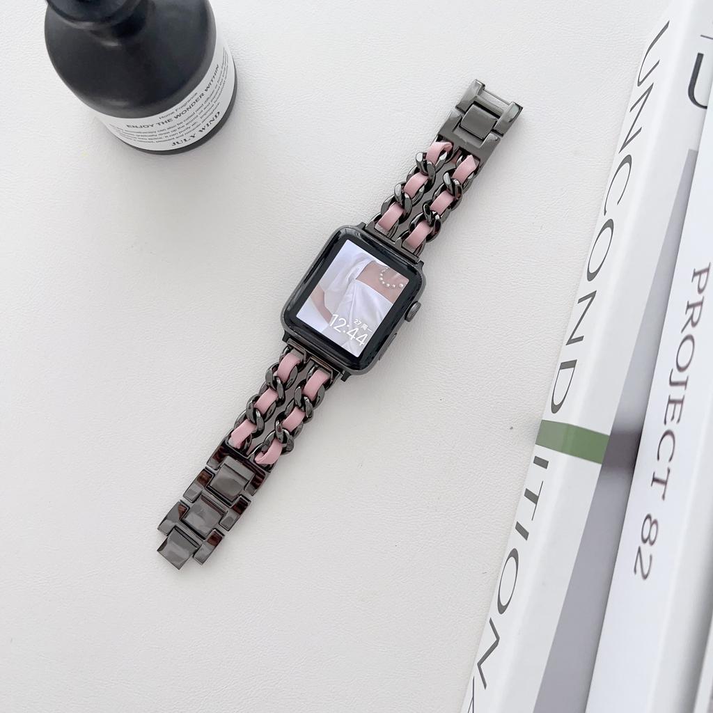 Металлический кожаный ремешок для Apple Watch 49 мм 45 мм 41 мм 44 мм 40 мм 42 мм 36 мм Женский ремешок для часов iWatch Series 10 9 8 7 6 5 4 SE