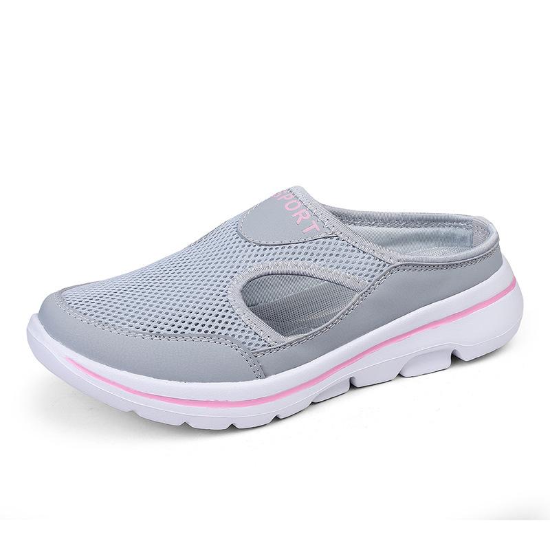 Korean Style 2023 Plus Size Casual Half-Toe Mesh Slip-On Sandals with Thick Sole for Women and Men