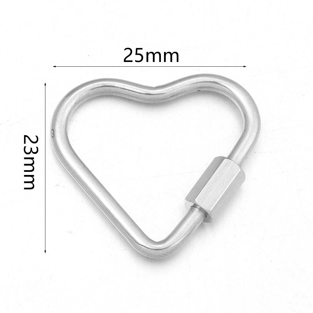 2pcs/lot Stainless Steel Screw Clasps Oval Heart Shape Carabiner Lock Clasp For Jewelry Connector Fastener DIY Keychain Supplies