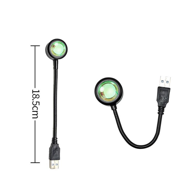 Sunset Light USB Projector Lamp Rainbow 7 Colors Projection Lamp Background Atmosphere Light for Living Room Bedroom Decor