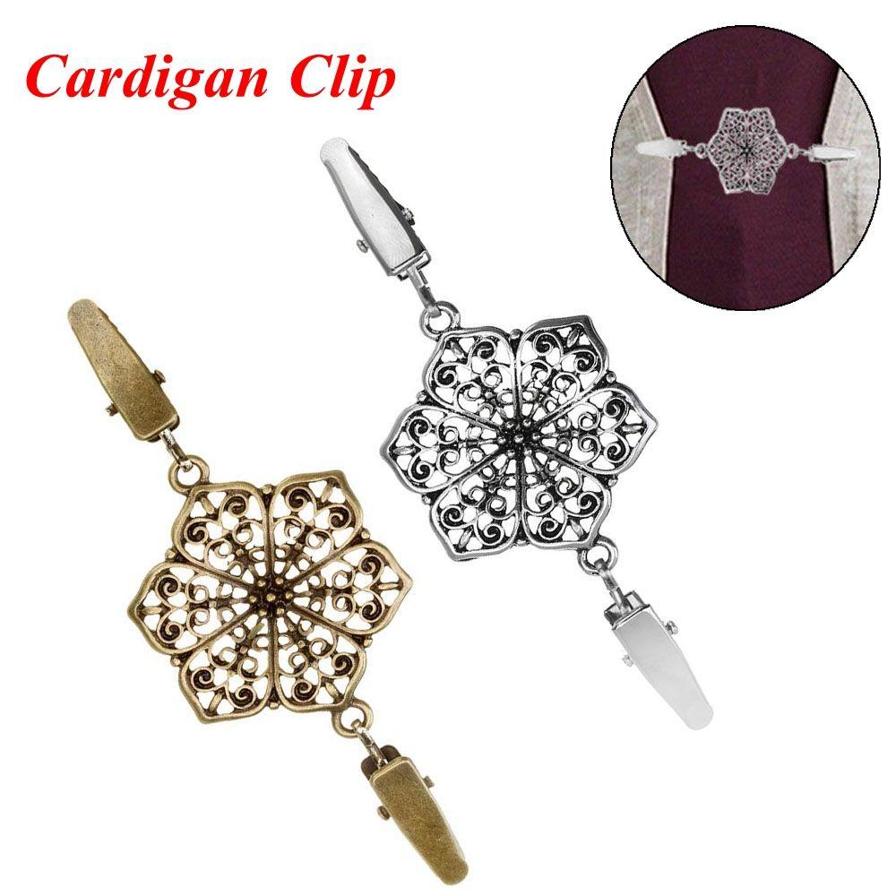 Fashion Retro New Hexagon Pattern Sweater Blouse Pin Duck Clip Clasps Shawl Brooch Cardigan Clip