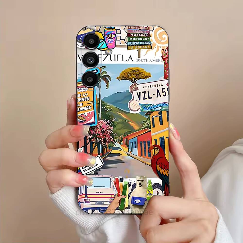 Aesthetic Art Venezuela Phone Case For Samsung S25,24,23,22,21,S20,Ultra,Plus,FE Black Soft Cover