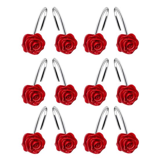 12 шт. металлических декоративных крючков для занавесок для душа с рисунком розы, нержавеющая занавеска для душа в ванной