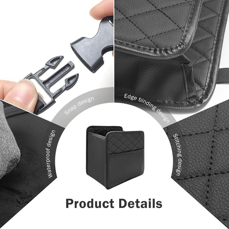 Waterproof PU Leather Universal Car Seat Back Storage Organizer Multi-Pocket Design Equipped with Tissue Cup Garbage Holders