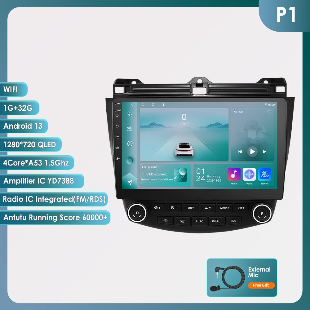 OSSURET Беспроводной Carplay Android 13 UIS7862S 2din автомобильный радиоприемник мультимедийный плеер для Honda Accord 7 2003-2007 4G навигация GPS BT SWC RDS Bluetooth DVR