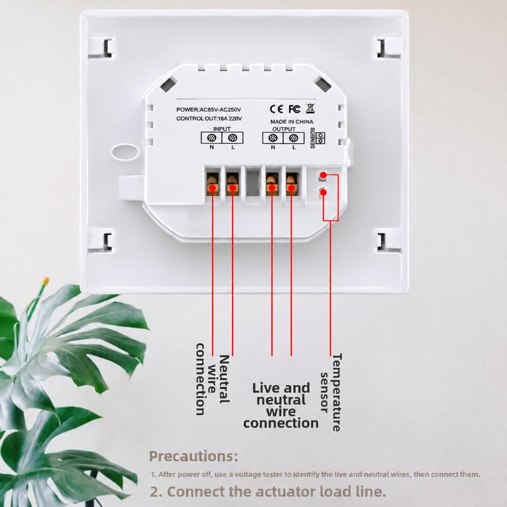 White Backlight Smart Thermostat 16A Current Electric Heat Thermostat Electric Heating Cable