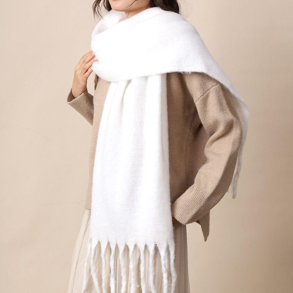 Mohair Winter Cashmere Scarves Tassel Long Shawl Classic Winter Wool Scarf Student
