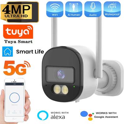 Наружная 5G Wifi Security 4MP Wireless Segurança Camera Tuya Onviutomatic Tracking Monitoring IP CCTV с Alexa Google
