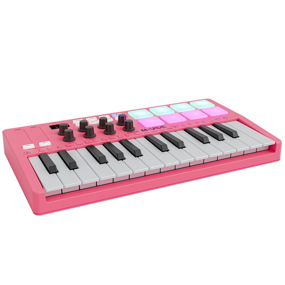 SMK-25 Key MIDI Controller W/8 RGB Pads/8 Assignable 360°knobs/Bluetooth 5.0/USB-B Type Interface/2000mAh Battery Powered