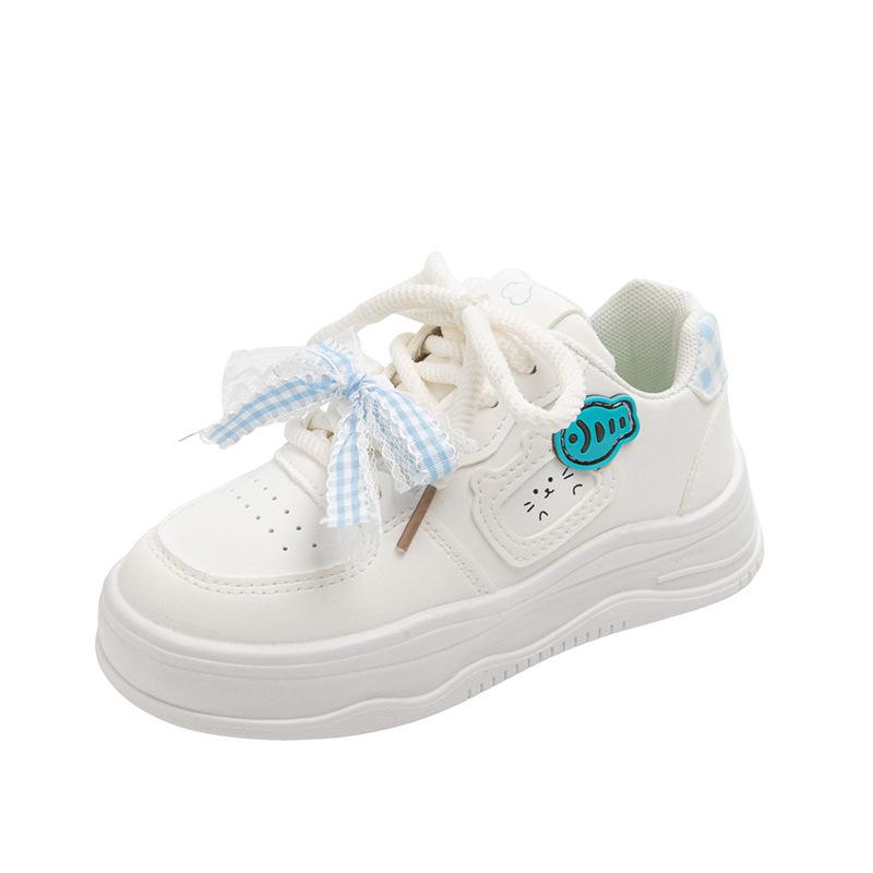 Milky Fufu Spring/Autumn Children's White Skate Shoes - Cute, Versatile, and Comfortable with Thick Soles