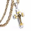 Stainless Steel Chain Men Necklace  Black Fleur-de-lis Cross Pendant Cadenas Para Hombre Long Chains 55 60 65 70cm NZ004