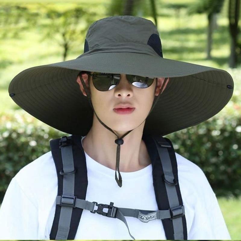 Уличная широкая солнцезащитная шляпа-ведро для мужчин с защитой от ультрафиолета, мягкая дышащая шляпа от солнца, альпинистская шляпа для пешего туризма, рыбалки