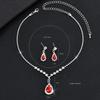 Necklace Earrings Set Party Banquet Jewelry Bridal Wedding Red Water Drop Glass Necklace Earrings