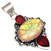 Pendant Austrelian Opal Garnet Gemstone Silver Jewelry 2.25"