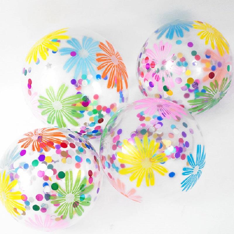 10pcs 12inch Gold Star Confetti Latex Balloons Glitter Clear Transparent Balloons Wedding Birthdy Party Decoration Helium Balls