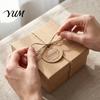 Retro Style Craft Paper 100Pcs Thank You Tags with String, Round Gift Tags, Pre-Punched Wedding Souvenir Labels Hole Hanging for Party Favors and DIY