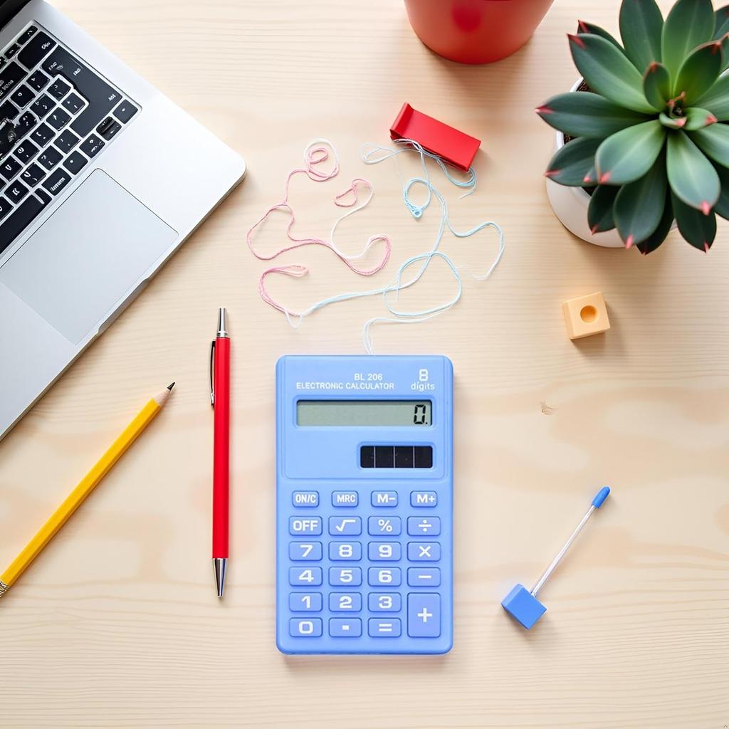 Blue Basic Standard Calculators Mini Digital Desktop Calculator, Solar Power Smart Calculator Pocket Size Basic Office for Home School Office