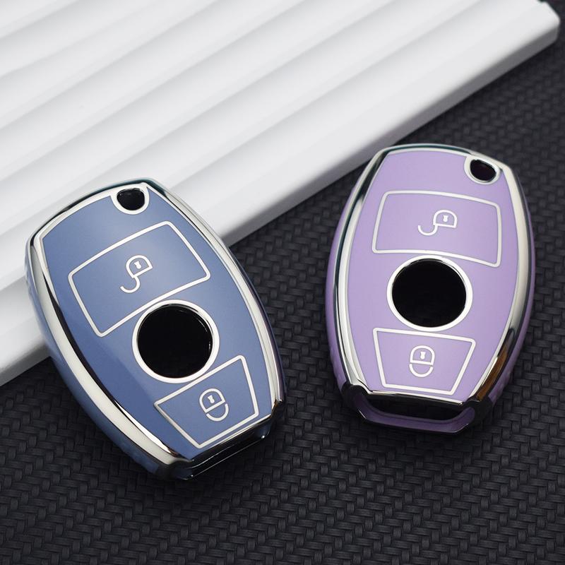2 кнопки ТПУ чехол для ключей от машины Защитный чехол для Mercedes Benz ABCER Class GLS GLA GLK GLC CLS CLA AMG W204 W205 W212 W463 W176 аксессуары