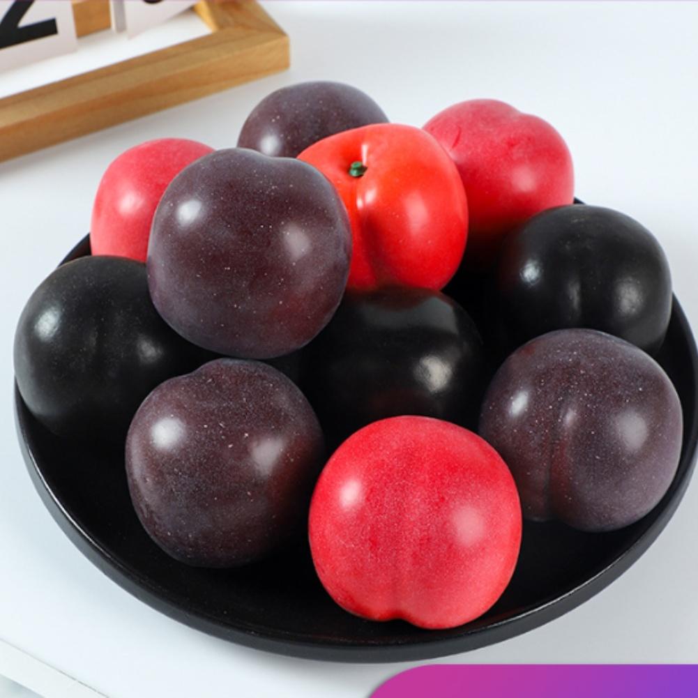 8pcs Artificial Plum Fake Fruit Foam Simulation Model 6.4x5.9cm Realistic Decorative Set For Kitchen Party Photography