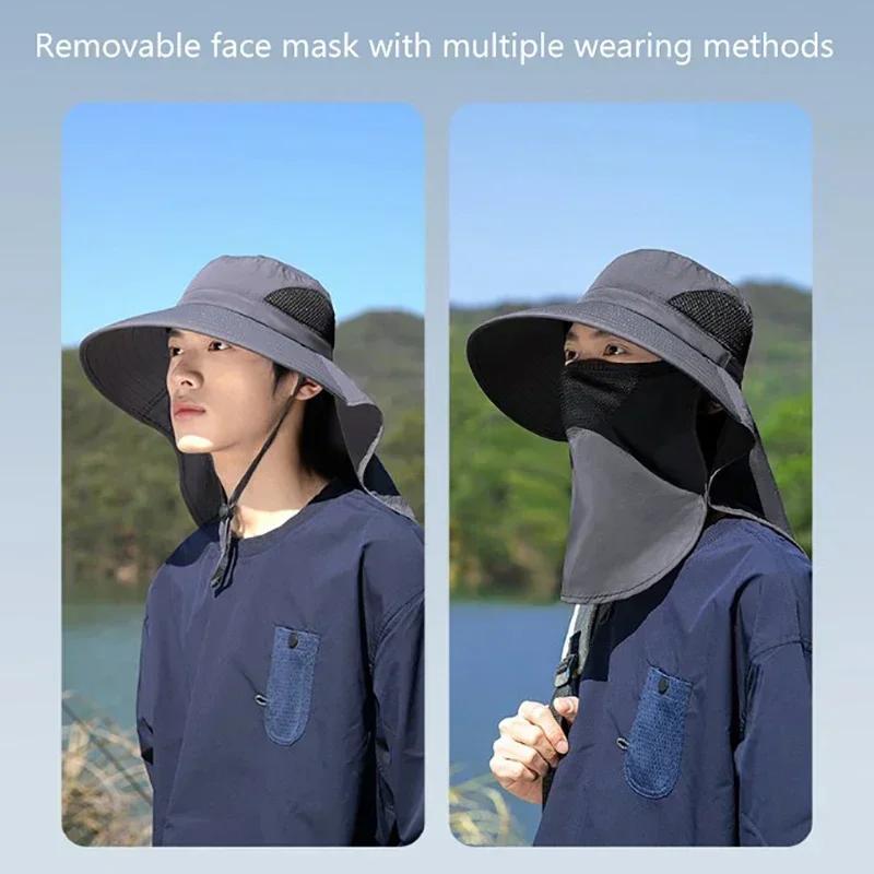 Summer Sun Hats UV Protection Outdoor Hunting Fishing Cap for Men Women Hiking Camping Visor Bucket Hat Neck Flap Fisherman Hat