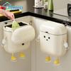 Wall-mounted DIY Cream-Colored Kitchen Trash Can with Lid for Food Waste and Bathroom No Bending High Appearance Level