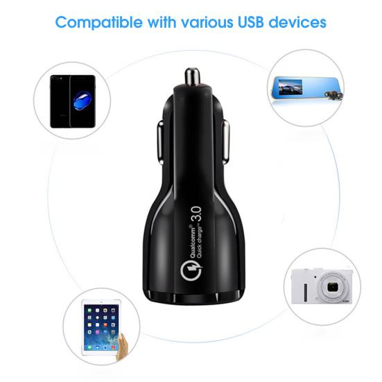 USB Charger 12/24V Universal LED Indicator Dual Port Fast Charging QC3.0 Bowling Car Charger for Automobile