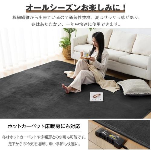 fuwawa Rug, Non-Slip, Washable Rug, 130x185cm, Flannel Rug, Antibacterial, Odor Resistant, Hot Carpet Compatible, Solid Black