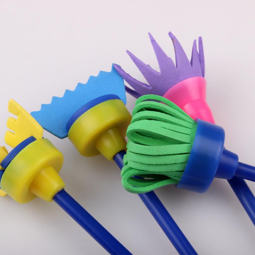 Diy Children Sponge Paint Brushes Drawing Tools Children Early Painting 4pcs