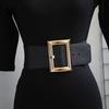 Elegant Faux Leather Wide Waist Belt For Women With Square Buckle And Elastic Fit For Dresses And Coats