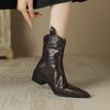 Krazing Pot Sheep Skin Autumn Winter Shoes Med Heels Size 43 Western Boots High Quality Slip On Ankle Boots