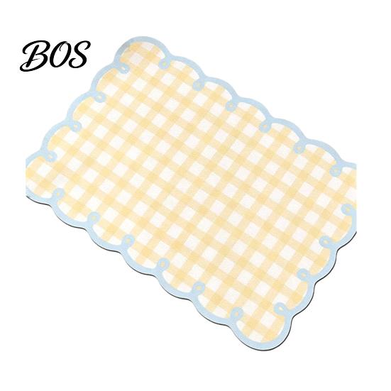 Quick-drying Kitchen Mat Diatomite Plaid Placemat with Wavy Edge, Heat Resistant Non-slip Table Mat, Absorbent Quick Drying for Counter Countertop