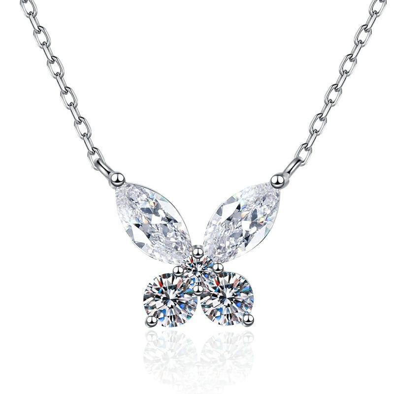 925 Sterling Silver D Color Moissanite Butterfly Necklace Pendant for Women Trendy Wedding Party High Quality Jewelry Gift