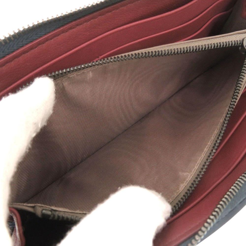 Used AUTHENTIC BOTTEGAVENETA Zip Around Intrecciato long wallet blue Leather