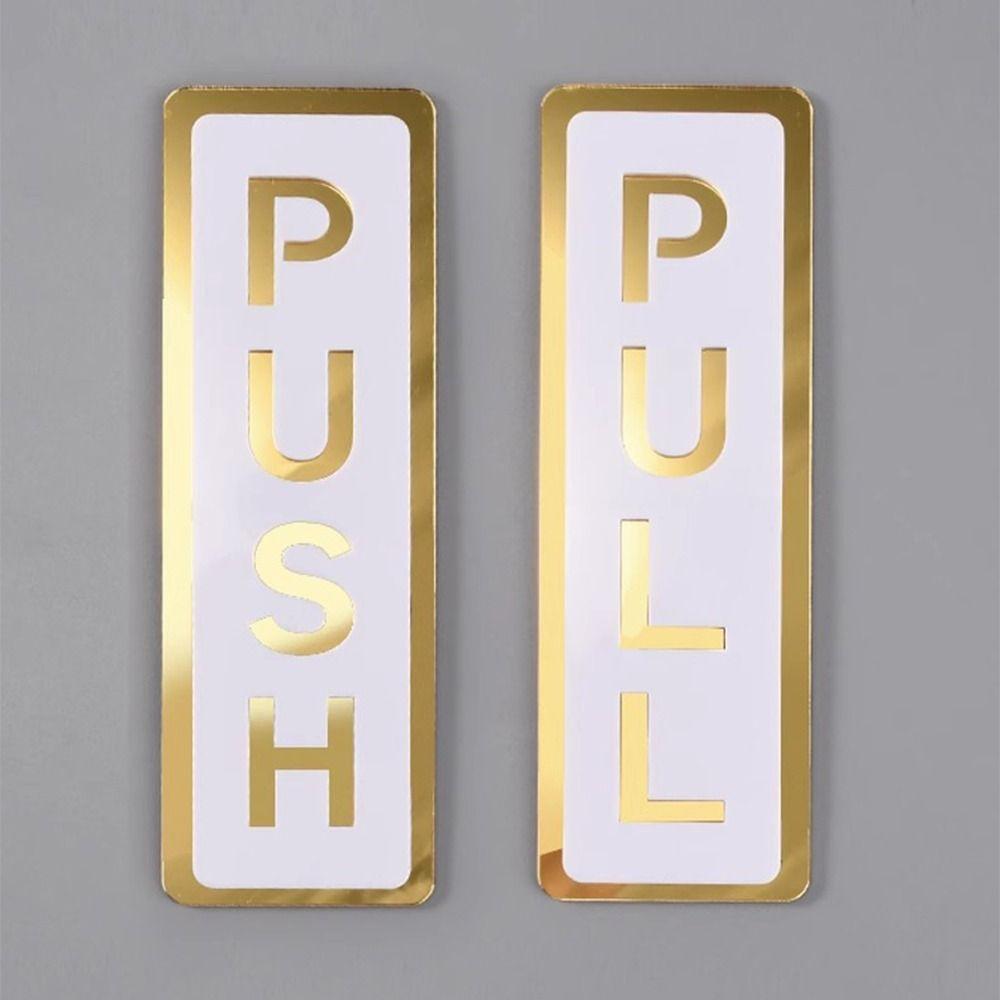 2Pcs 3D Sliding Door Logo Acrylic Restaurant Pull Stickers Push Pull Door Sign  Home Decoration