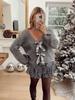 2024 Spring High-End European & American Style Sequin Bow Knit Sweater