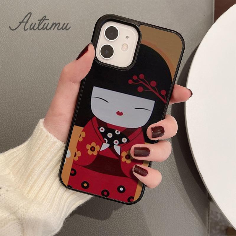 Кавайный чехол для телефона Кокеши для iPhone 11 12 13 14 Pro Max mini X XR XS SE 2020 SE 6S 7 8 Plus Samsung Galaxy S21 S22 Чехол-накладка