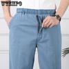 Большие размеры осень-лето повседневные брюки из натурального хлопка и льна с высокой талией большого размера льняные дышащие свободные мужские брюки